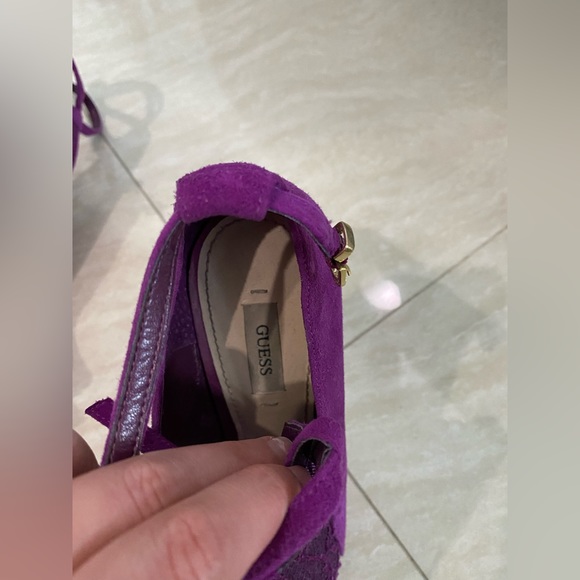 Color Purple, brand GUESS. open toes lace heels/boots - Picture 4 of 5